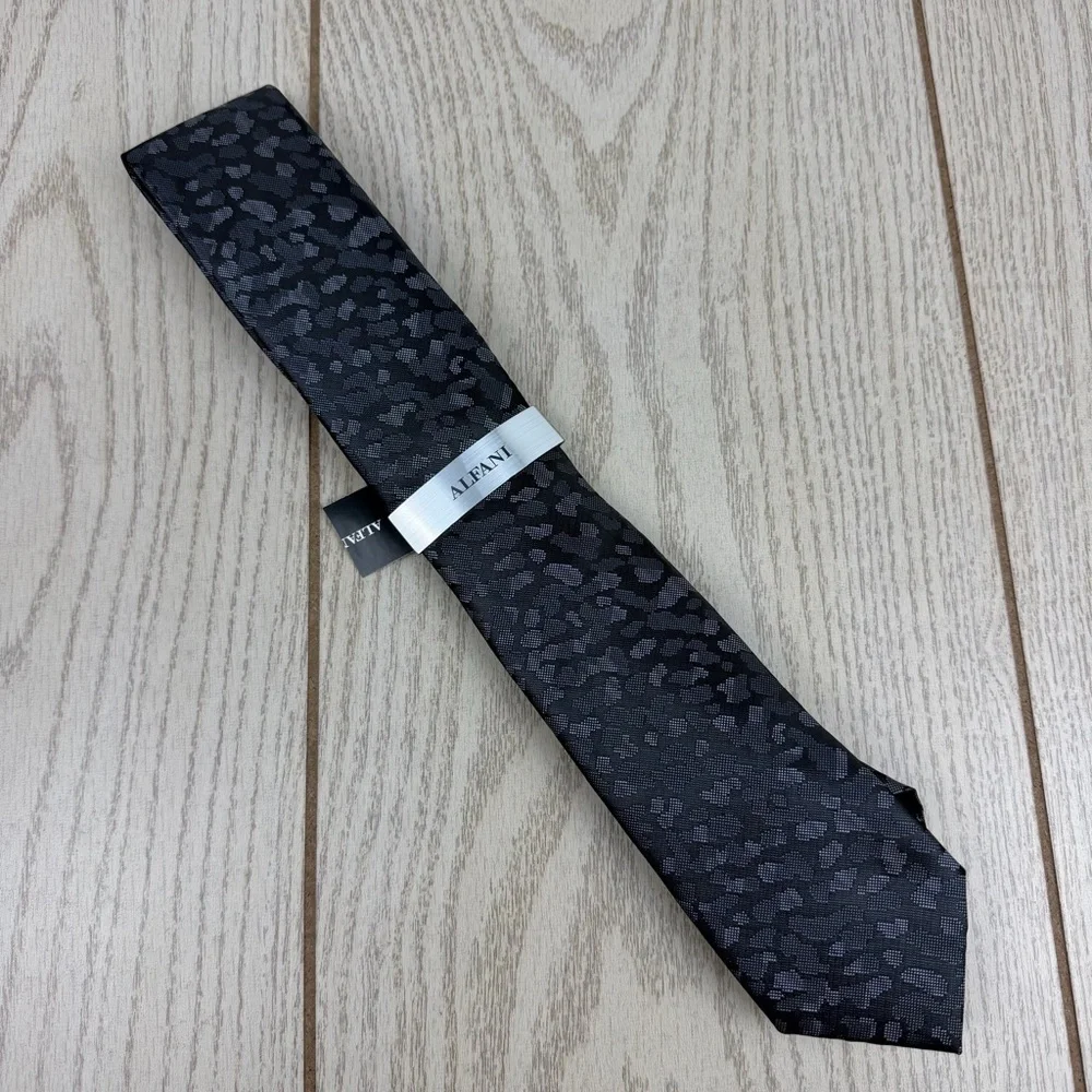 672 Alfani Men's Tie Arleve Abstract 001 Black $55 Polyester